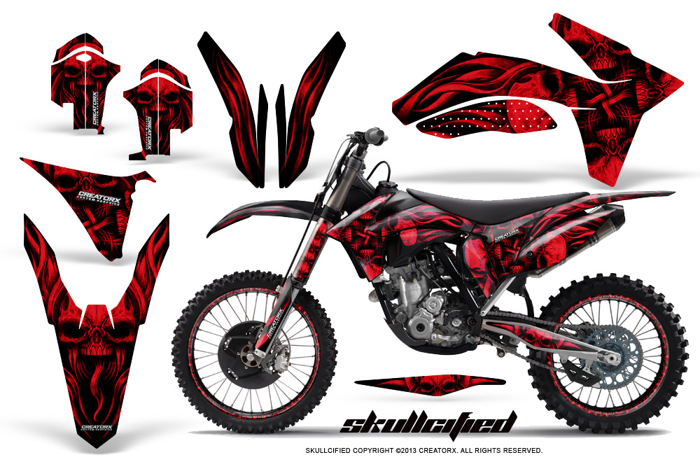 KTM C7 2011 SX-F Graphics Kit Skullcified Red NP Rims